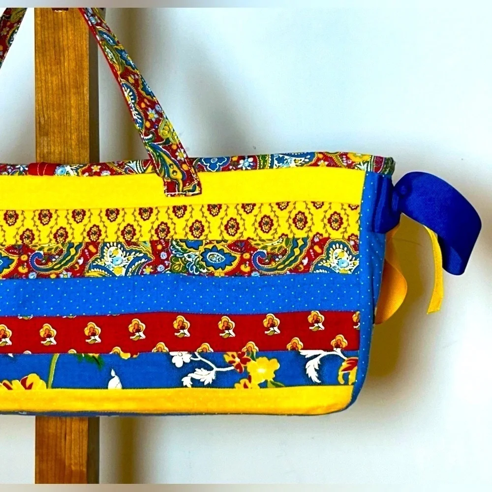 Vibrant & Colorful Art to Wear Beach Tote Bag with Fabric-Covered Button Closure